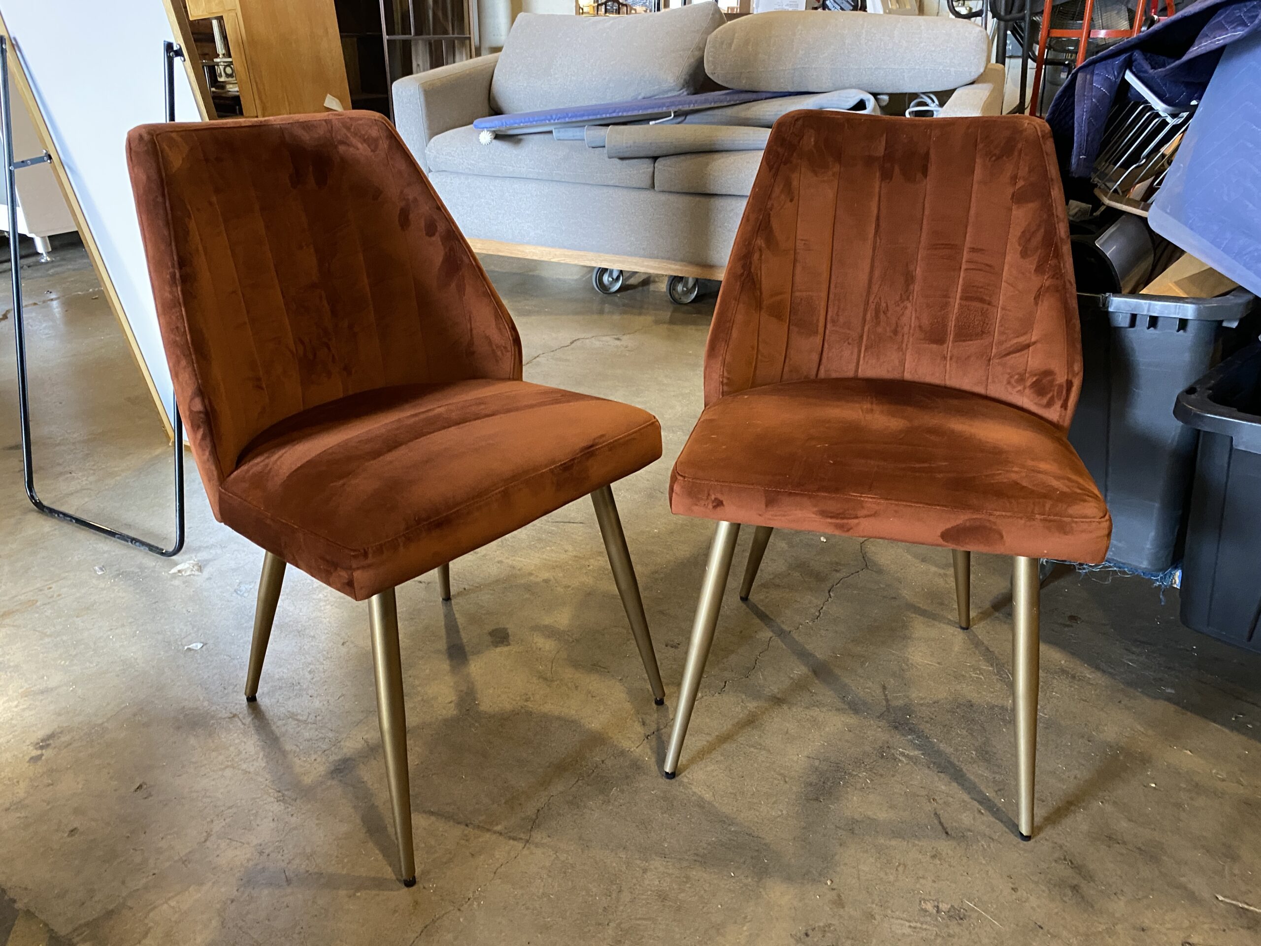 WORLD MARKET Spiced Orange Velvet Accent Chair Set (2)