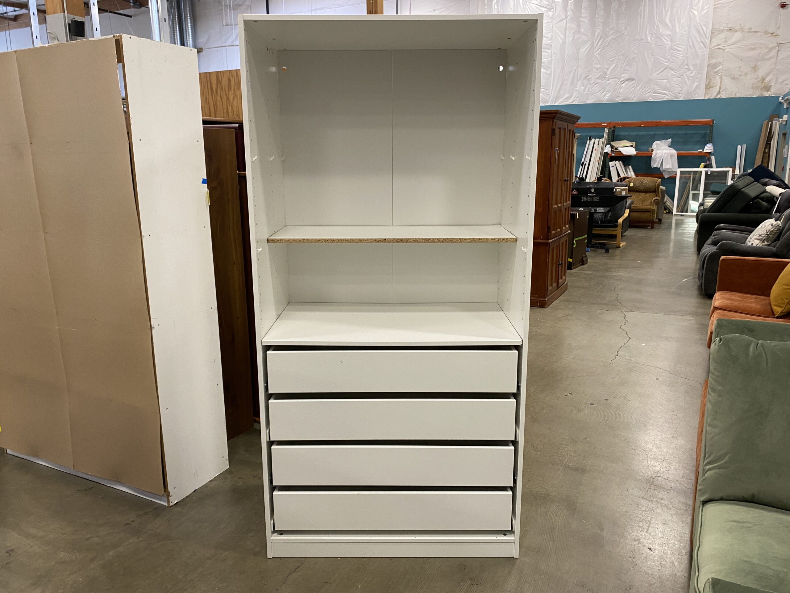 Large White Ikea Style 4 Drawer Wardrobe w/ Shelf