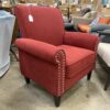 Bright Red Studded Accent Chair