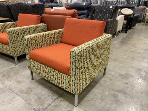 Bright Orange Chair with Yellow Designed Frame