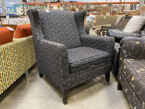 Black Chair with White Circle Designs