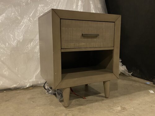 NEW! ABBYSON Retro Wood Gray Nightstand