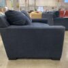 Midnight Blue Plain Cloth Square Arm Loveseat
