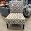 White Fabric with Beige Snowflake Design Slipper Chair