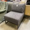 GUNLOCKE Grey Fabric and Black Metal Armless Chair