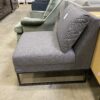GUNLOCKE Grey Fabric and Black Metal Armless Chair