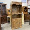 Tall Oak Finish Bookcase with Lighting and Storage