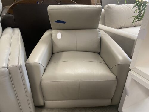 Gray Leather Armchair w/ Headrest