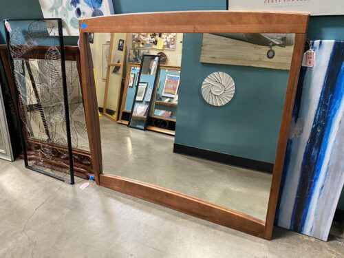 Wide and Tall Curved Wood Frame Mirror