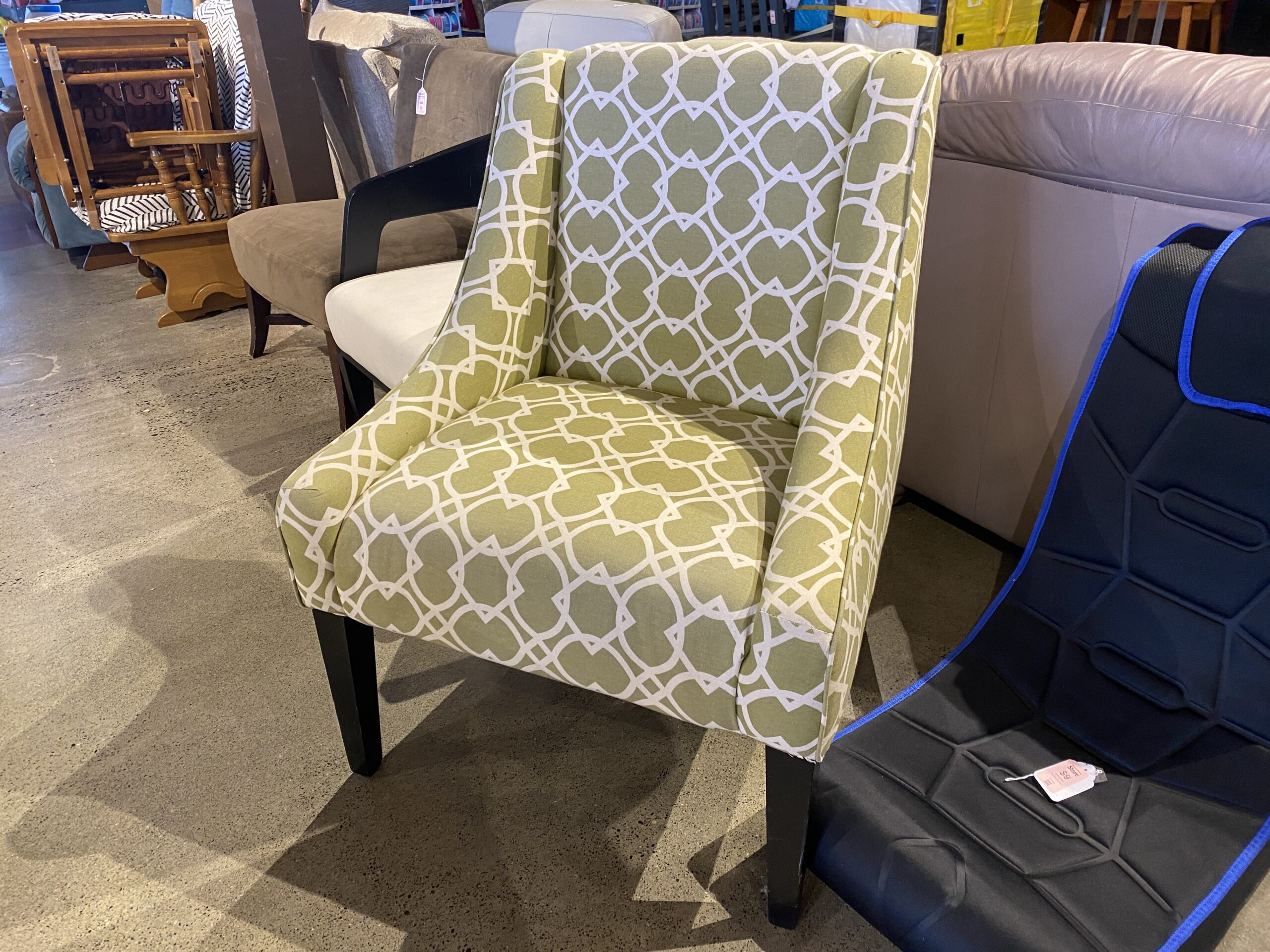 Lime Green & White Patterned Chair