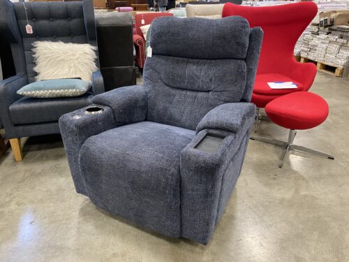 LA-Z-BOY Steely Blue Metallic Fabric Rocking Power Recliner