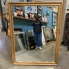 Large Rectangular Mirror with Maple Wooden Frame
