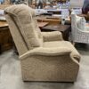 Fuzzy Beige Upholstered Arm Chair with Wooden Legs