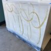 Golden Swirls with Blue Stripe Abstract Art Print