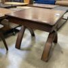 Red Wood Square Ribbed X Leg End Table