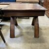 Red Wood Square Ribbed X Leg End Table
