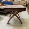 Red Wood Square Ribbed X Leg End Table