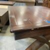 Red Wood Square Ribbed X Leg End Table