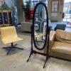 Polished Wood Swiveling Pedestal Mirror