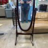 Polished Wood Swiveling Pedestal Mirror