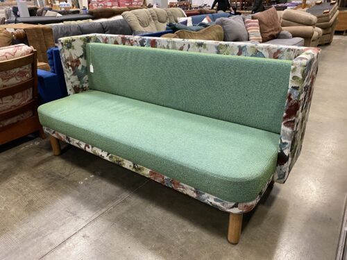 Abstract Floral Framed Highback Green Sofa