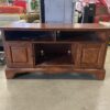 Red Wood Media Center with Built In Power Strip