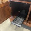 Red Wood Media Center with Built In Power Strip