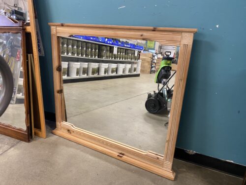Light Washed Wood Framed Mirror with Floral Carvings