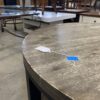 Industrial Dark Wood and Metal Circle Coffee Table
