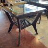 Espresso Brown Glass Top Side Table w/ Shelf