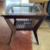 Espresso Brown Glass Top Side Table w/ Shelf