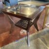 Espresso Brown Glass Top Side Table w/ Shelf
