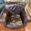Cocoa Brown Faux Leather Stud Trim Armchair