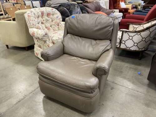 Beige Faux Leather Manual Reclining Chair