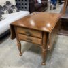 Vintage Look Oak End Table with Drop Down Leaves