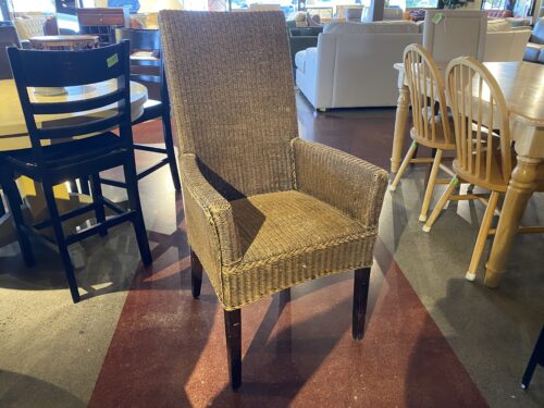 High Back Wicker Dining Chair w/ Arms