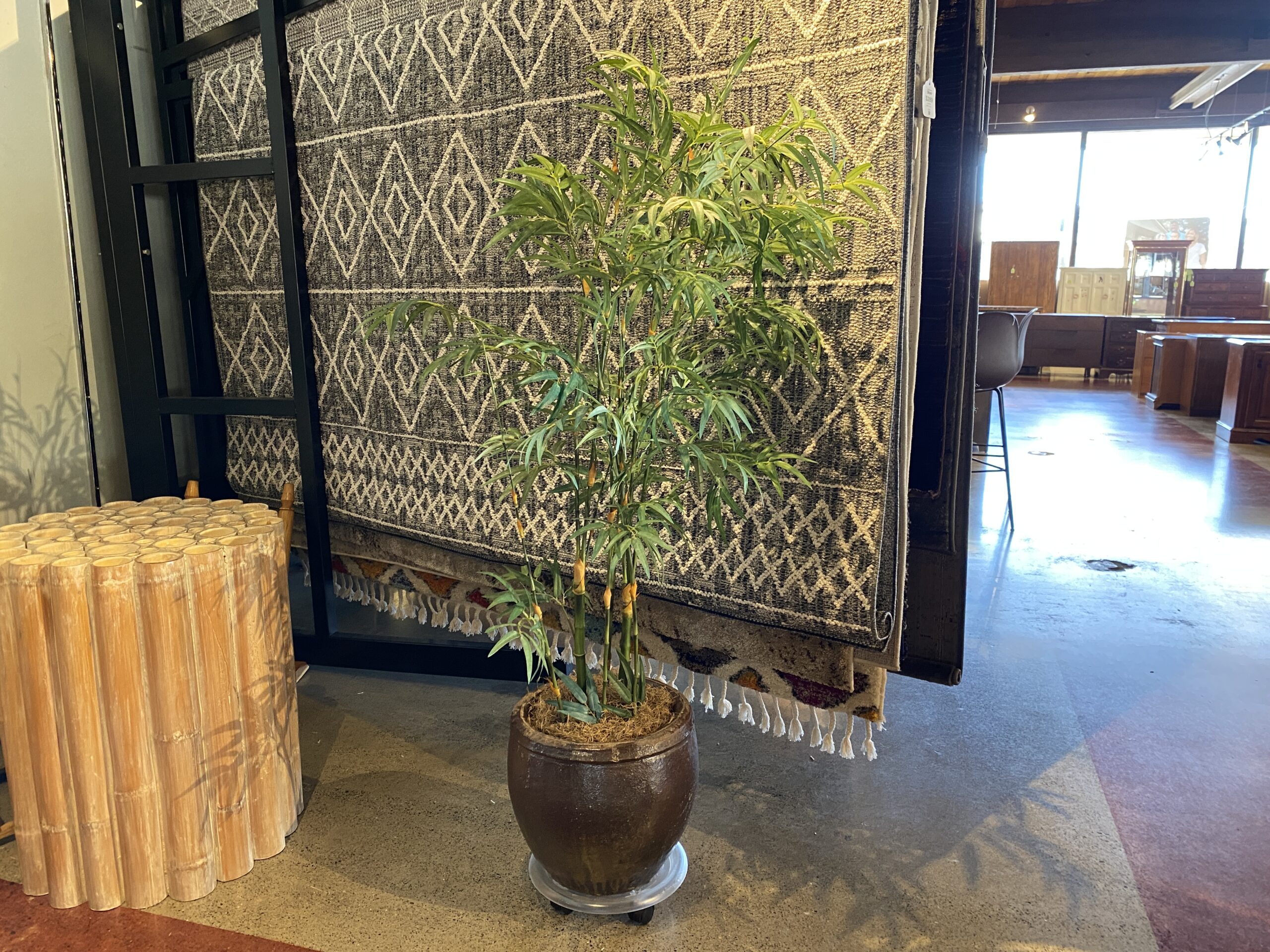 Faux Bamboo in Hefty Ceramic Pot