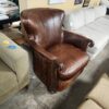 Leather and Cowhide Armchair with Wood and Nailhead Accents