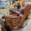 Leather and Cowhide Armchair with Wood and Nailhead Accents