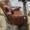 Leather and Cowhide Armchair with Wood and Nailhead Accents