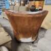 Leather and Cowhide Armchair with Wood and Nailhead Accents