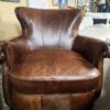 Leather and Cowhide Armchair with Wood and Nailhead Accents