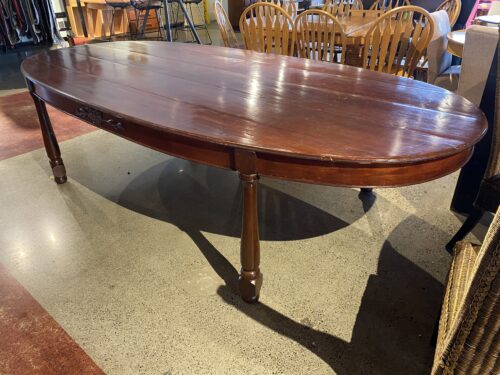 Massive Dark All-Wood Oval Dining Table