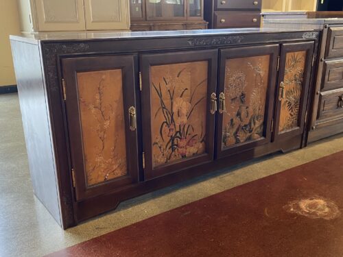 Asian Inspired Foliage Carved Buffet