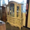 Opulent Pearl White Glass Shelf China Hutch