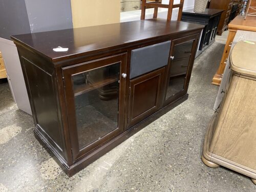 Cherry Media Center with Glass Cabinets
