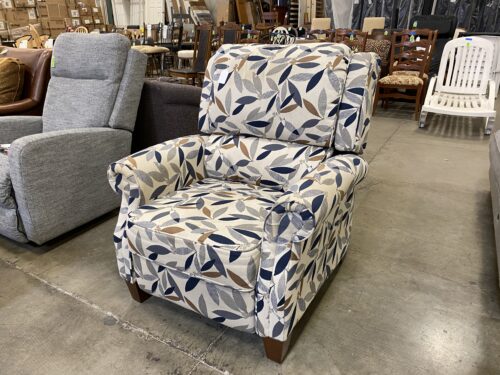 LA-Z-BOY Laural Blue and Gold Leaf Lean-Back Recliner