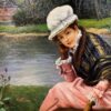 Large Victorian Woman Oil Painting in Ornate Frame