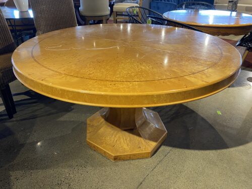 Round Pedestal Dining Table w/ Inlay Trim