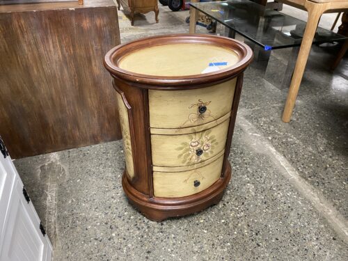 3 Drawer Floral Wood Nightstand